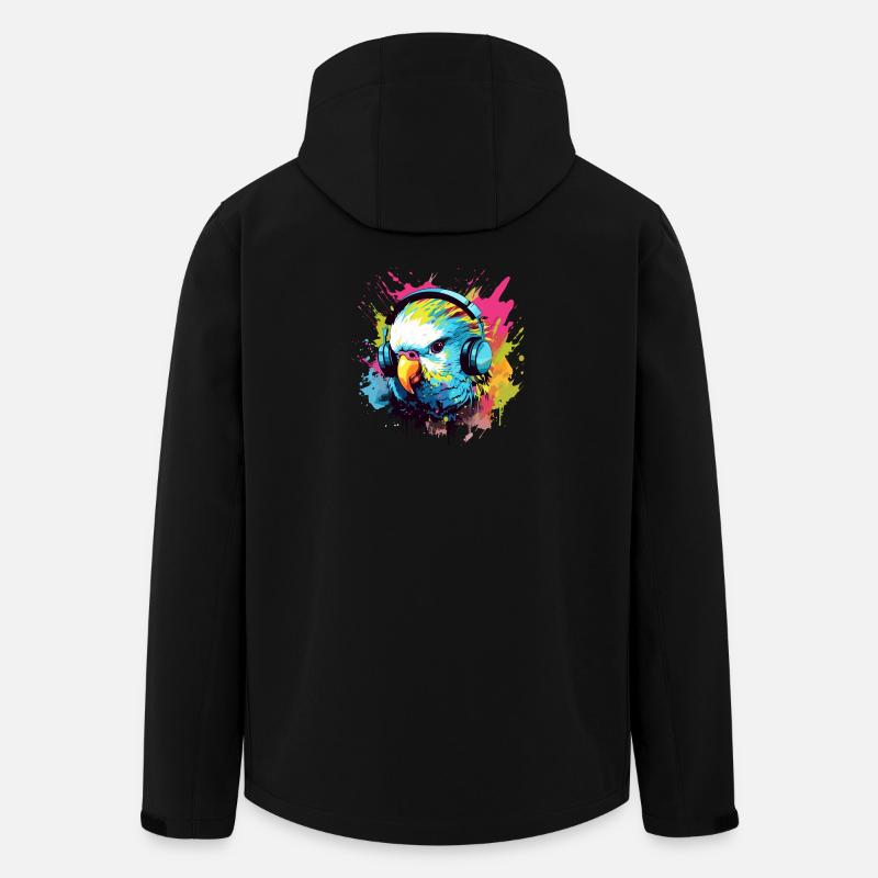 Perruche avec écouteurs Perruches Bird - Veste softshell homme en polyester recyclé Stanley/Stella - noir