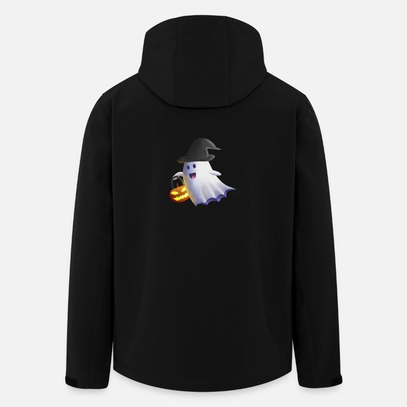 Geist mit Hexenhut und Kürbislaterne - Recycelte Männer Softshell-Jacke von Stanley/Stella - Schwarz