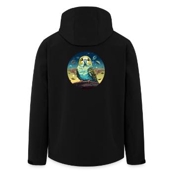 Drôle de perruche avec des ovnis dans l’espace - Veste softshell homme en polyester recyclé Stanley/Stella - noir - Dos - AI Model Male 185 light (185cm)
