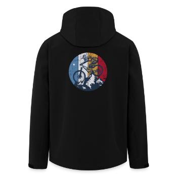 Ridge MTB Circle Graphic - Men’s Recycled Softshell Jacket by Stanley/Stella - black - Back - AI Model Male 185 light (185cm)