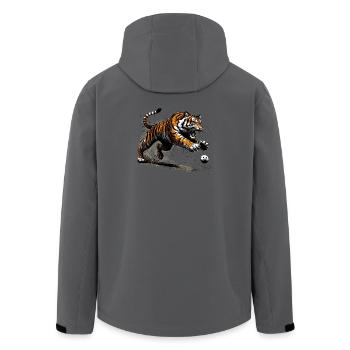 Floorball Tigers - Men’s Recycled Softshell Jacket by Stanley/Stella - anthracite - Back - AI Model Male 185 light (185cm)