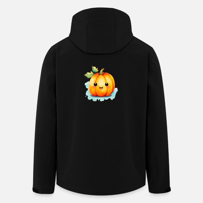 Aquarelle kawaii citrouille - Veste softshell homme en polyester recyclé Stanley/Stella - noir