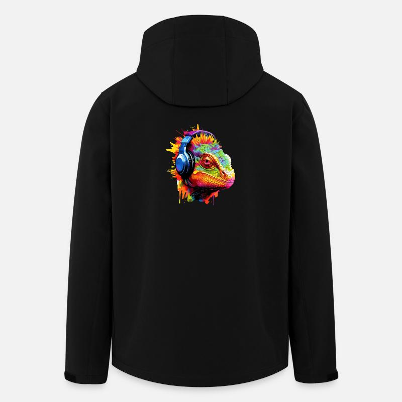 Chameleon with Headphones Music Chameleons - Men’s Recycled Softshell Jacket by Stanley/Stella - black