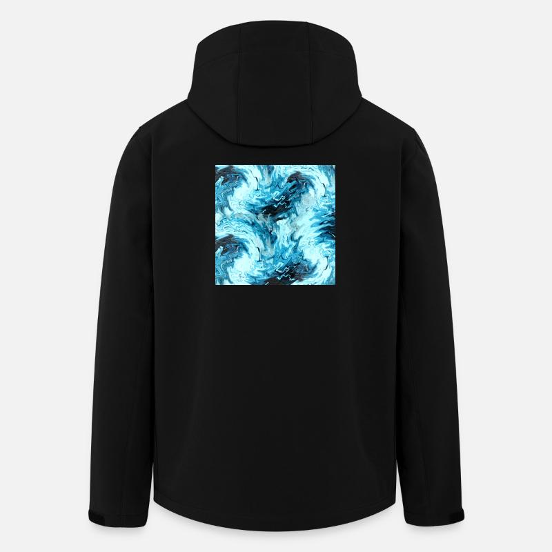 Maritimes Wassermarble Design - Recycelte Männer Softshell-Jacke von Stanley/Stella - Schwarz