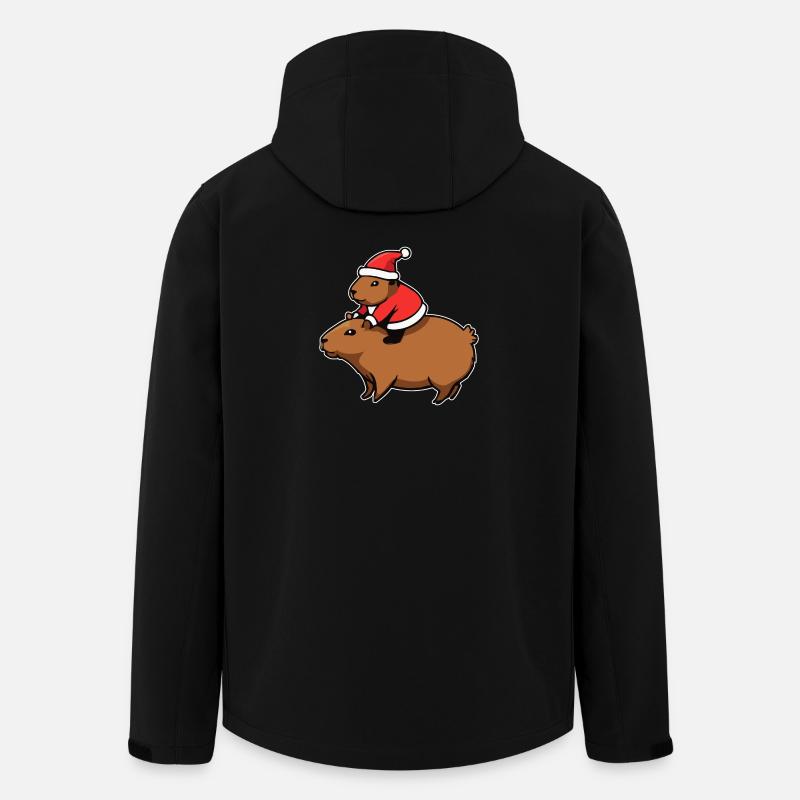 Capybara Christmas - Men’s Recycled Softshell Jacket by Stanley/Stella - black