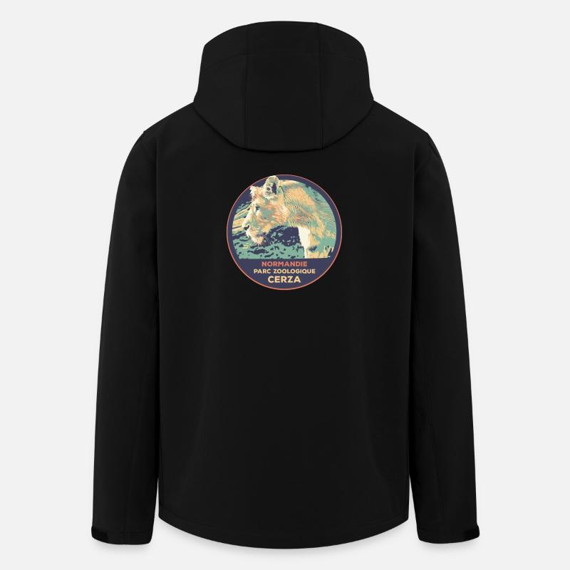 Écusson Lionne CERZA : Nature Majestueuse - Veste softshell homme en polyester recyclé Stanley/Stella - noir