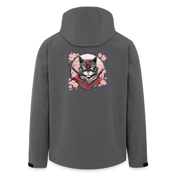 Démoniaque Kawaii Neko Samurai : chat samouraï - Veste softshell homme en polyester recyclé Stanley/Stella - charbon - Dos - AI Model Male 185 light (185cm)
