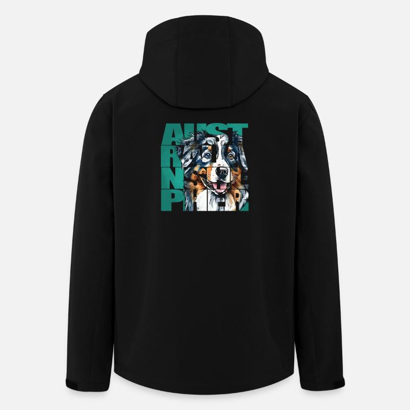 Portrait de berger australien - Veste softshell homme en polyester recyclé Stanley/Stella - noir