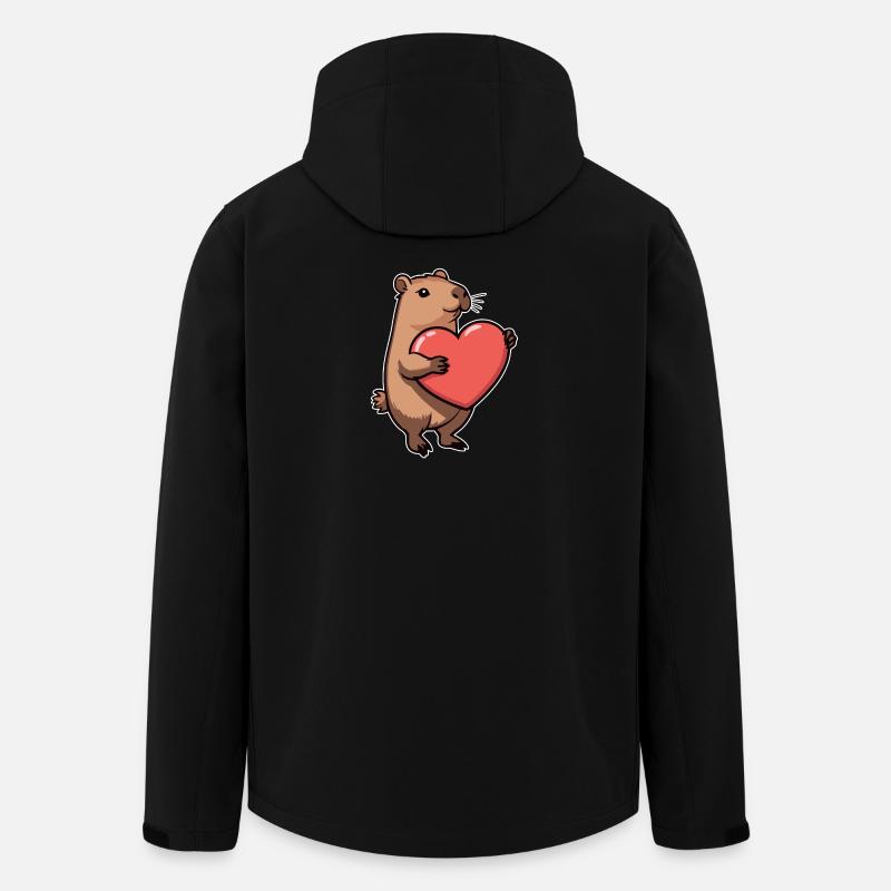 Capybara avec coeur Saint-Valentin - Veste softshell homme en polyester recyclé Stanley/Stella - noir