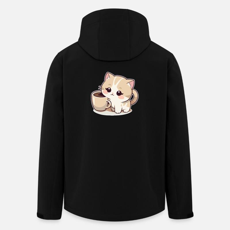 Cat with Coffee - Men’s Recycled Softshell Jacket by Stanley/Stella - black