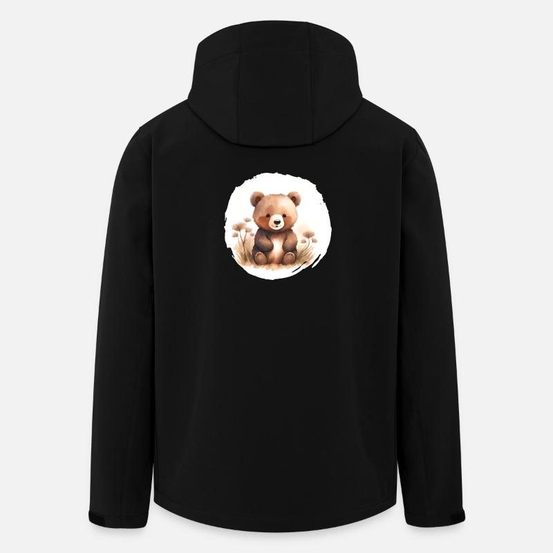 Aquarelle d’ours - Veste softshell homme en polyester recyclé Stanley/Stella - noir