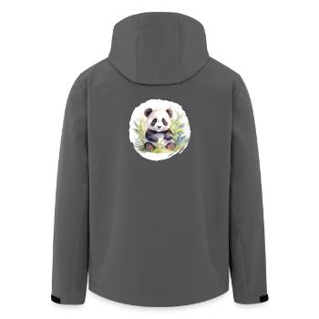 Watercolor Panda Bear - Men’s Recycled Softshell Jacket by Stanley/Stella - anthracite - Back - AI Model Male 185 light (185cm)