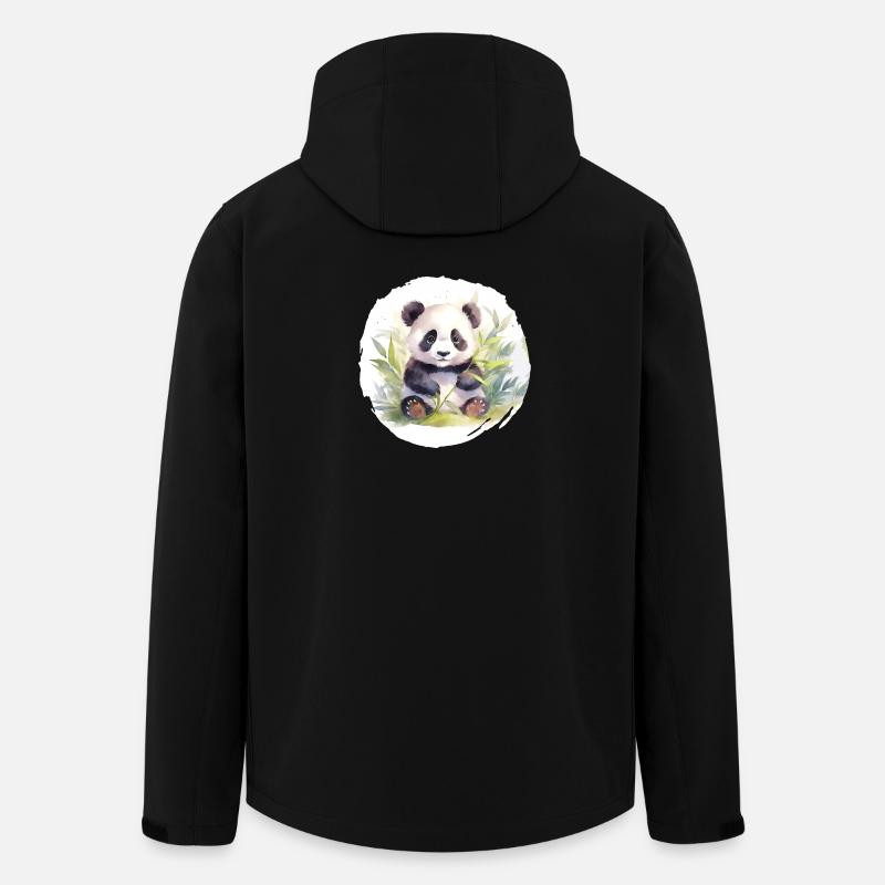 Aquarell Pandabär - Recycelte Männer Softshell-Jacke von Stanley/Stella - Schwarz