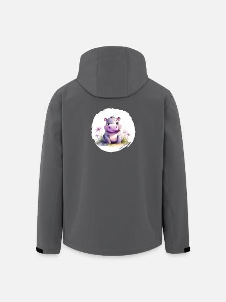 Aquarell Nilpferd - Recycelte Männer Softshell-Jacke von Stanley/Stella - Schwarz