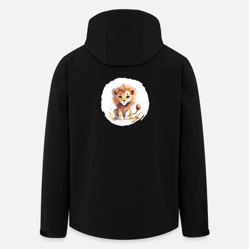 Aquarelle Lion - Veste softshell homme en polyester recyclé Stanley/Stella - noir