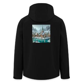 Skandinavisches Weihnachtsdorf - Recycelte Männer Softshell-Jacke von Stanley/Stella - Schwarz - Hinten - AI Model Male 185 light (185cm)