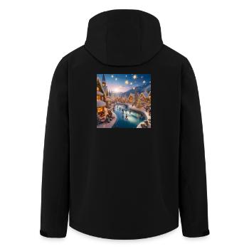 Skandinavisches Weihnachtsdorf - Recycelte Männer Softshell-Jacke von Stanley/Stella - Schwarz - Hinten - AI Model Male 185 light (185cm)