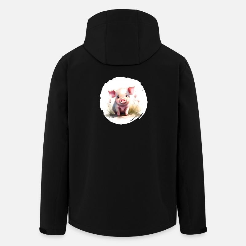 Aquarelle de porcelet - Veste softshell homme en polyester recyclé Stanley/Stella - noir
