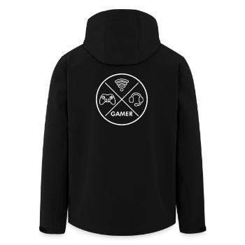 Gamer X - Controller - WiFi - Headset - Gamer - Men’s Recycled Softshell Jacket by Stanley/Stella - black - Back - AI Model Male 185 light (185cm)