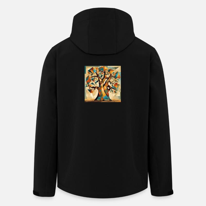 Arbre d’automne en géométrie - Veste softshell homme en polyester recyclé Stanley/Stella - noir