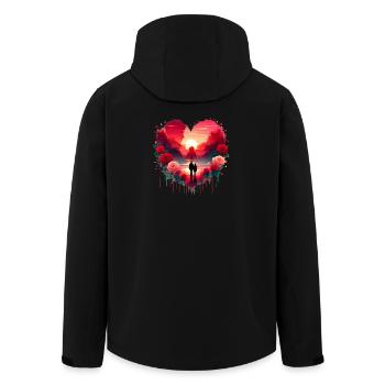 Romantische Sonnenuntergangs-Herzszene - Recycelte Männer Softshell-Jacke von Stanley/Stella - Schwarz - Hinten - AI Model Male 185 light (185cm)
