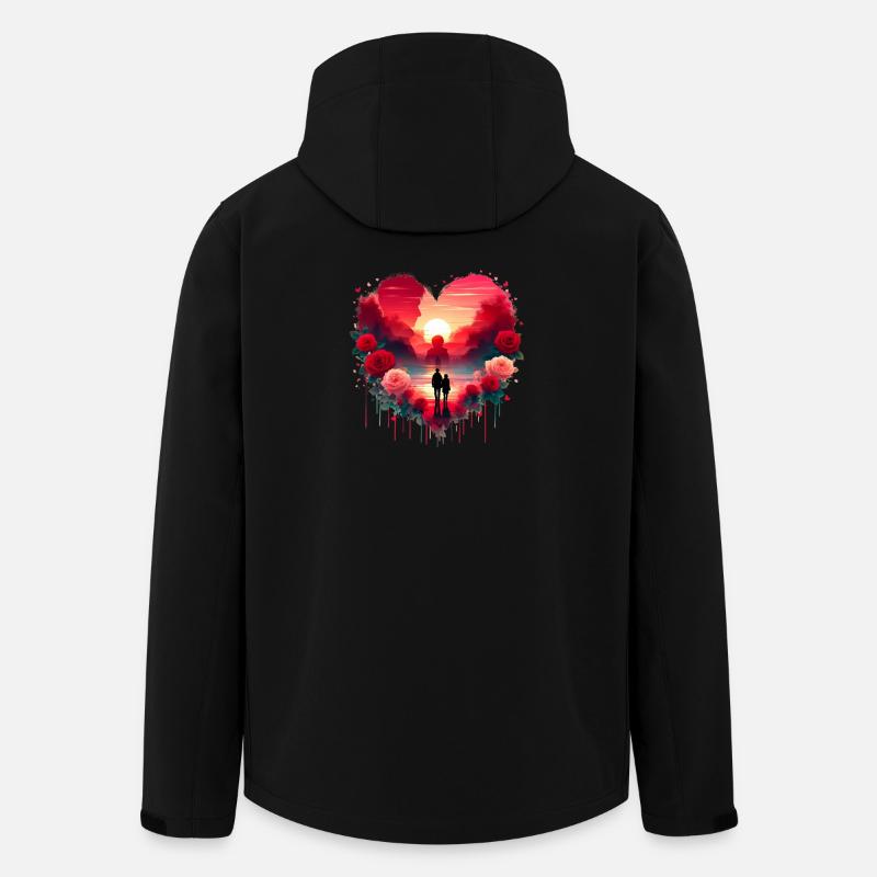 Romantic Sunset Heart Scene - Men’s Recycled Softshell Jacket by Stanley/Stella - black