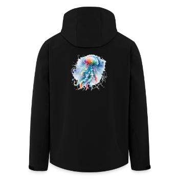 Méduse Aquarelle Coloré Tendance Animal - Veste softshell homme en polyester recyclé Stanley/Stella - noir - Dos - AI Model Male 185 light (185cm)