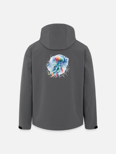 Meduusat akvarelli värikäs trendieläin - Miesten softshell-takki kierrätetystä polyesteristä Stanley/Stellalta - musta