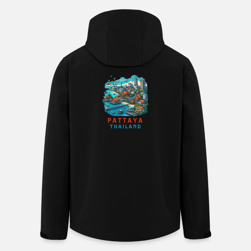 Design de Pattaya en Thaïlande - Veste softshell homme en polyester recyclé Stanley/Stella - noir