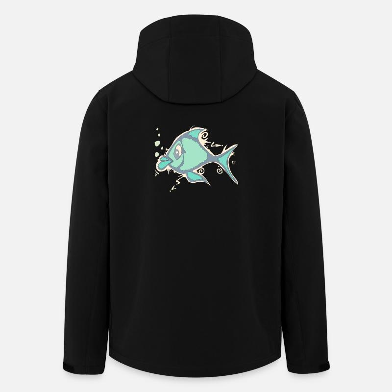Fisch Linienkunst - Recycelte Männer Softshell-Jacke von Stanley/Stella - Schwarz