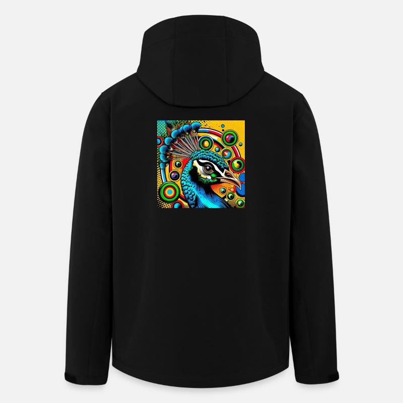 Peacock Pop Art - Men’s Recycled Softshell Jacket by Stanley/Stella - black