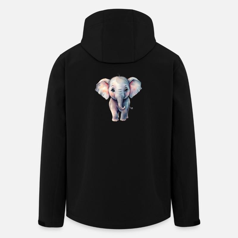 Éléphant pastel dans le style aquarelle - Veste softshell homme en polyester recyclé Stanley/Stella - noir