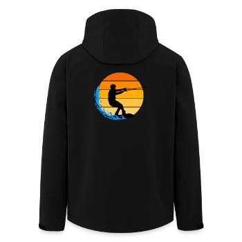 Water Skiing, Surfing, Surfing, Wakeboard, Stunt - Men’s Recycled Softshell Jacket by Stanley/Stella - black - Back - AI Model Male 185 light (185cm)