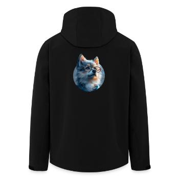 Illustration de Loup avec lunettes - Veste softshell homme en polyester recyclé Stanley/Stella - noir - Dos - AI Model Male 185 light (185cm)