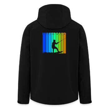 Wakeboard Saying Kitesurfer Surfing Water Sports - Men’s Recycled Softshell Jacket by Stanley/Stella - black - Back - AI Model Male 185 light (185cm)
