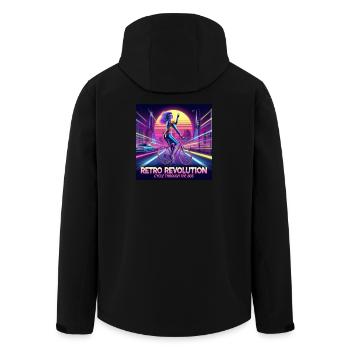 Retro-Revolution - 80er Jahre Poster - Mädchen auf dem Fahrrad - Recycelte Männer Softshell-Jacke von Stanley/Stella - Schwarz - Hinten - AI Model Male 185 light (185cm)