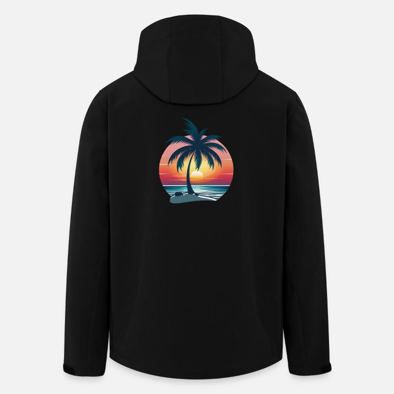 Palm Tree Sunset - Men’s Recycled Softshell Jacket by Stanley/Stella - black