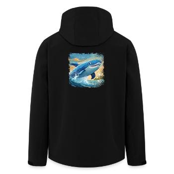 Blue whale jumps out of the water and smiles - Men’s Recycled Softshell Jacket by Stanley/Stella - black - Back - AI Model Male 185 light (185cm)