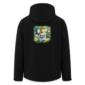 Mignon bébé souris jouant joyeusement dans le jardin - Veste softshell homme en polyester recyclé Stanley/Stella - noir - Dos - AI Model Male 185 light (185cm)