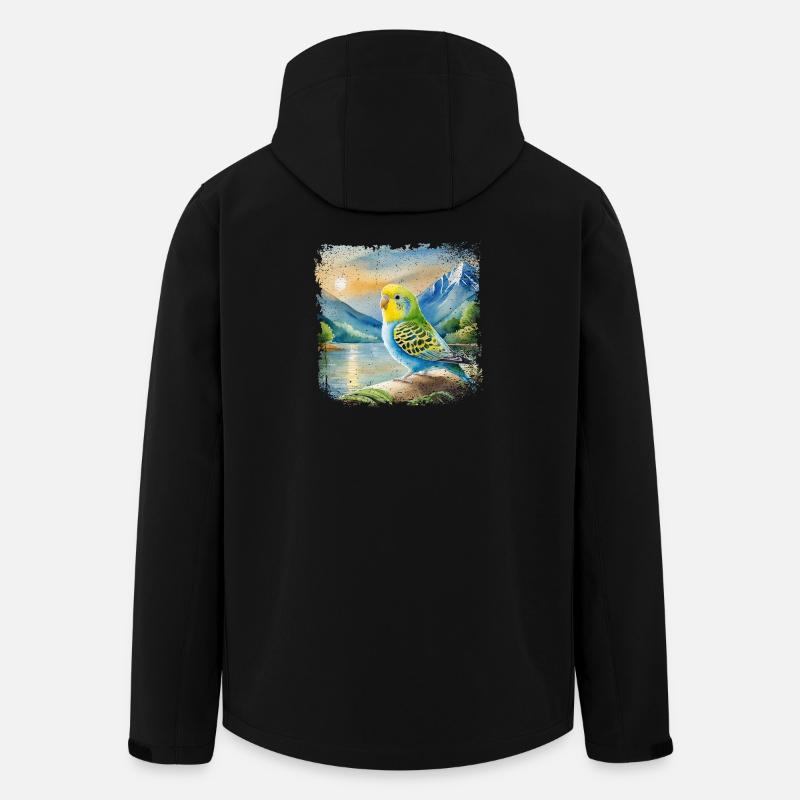 junger Wellensittich im Kinderbuchstil, Aquarell - Recycelte Männer Softshell-Jacke von Stanley/Stella - Schwarz