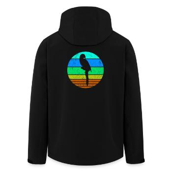 Bird, Parrot, Animal Lover, Pet, Jungle, Animal - Men’s Recycled Softshell Jacket by Stanley/Stella - black - Back - AI Model Male 185 light (185cm)