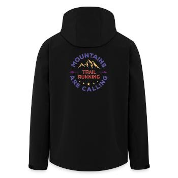 Trail Running - Mountains Are Calling - Men’s Recycled Softshell Jacket by Stanley/Stella - black - Back - AI Model Male 185 light (185cm)