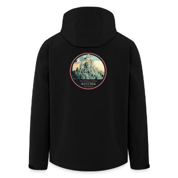 Illustration Schloss Aggstein, Wachau, Österreich - Recycelte Männer Softshell-Jacke von Stanley/Stella - Schwarz - Hinten - AI Model Male 185 light (185cm)