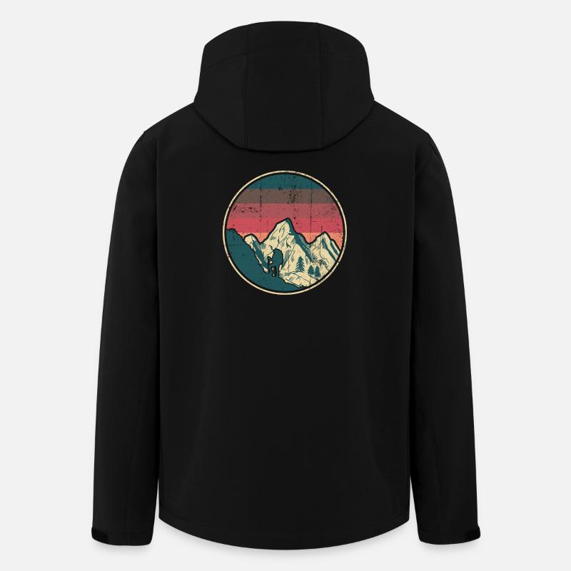 Alpine Hiker Retro Sonnenuntergang - Recycelte Männer Softshell-Jacke von Stanley/Stella - Schwarz
