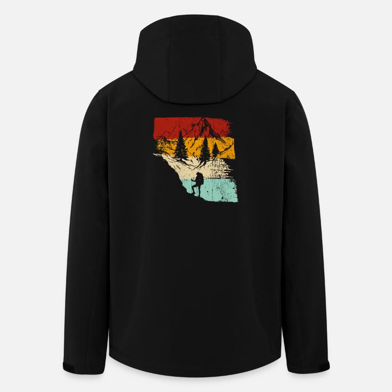 Sunset Forest Trek Retro - Men’s Recycled Softshell Jacket by Stanley/Stella - black