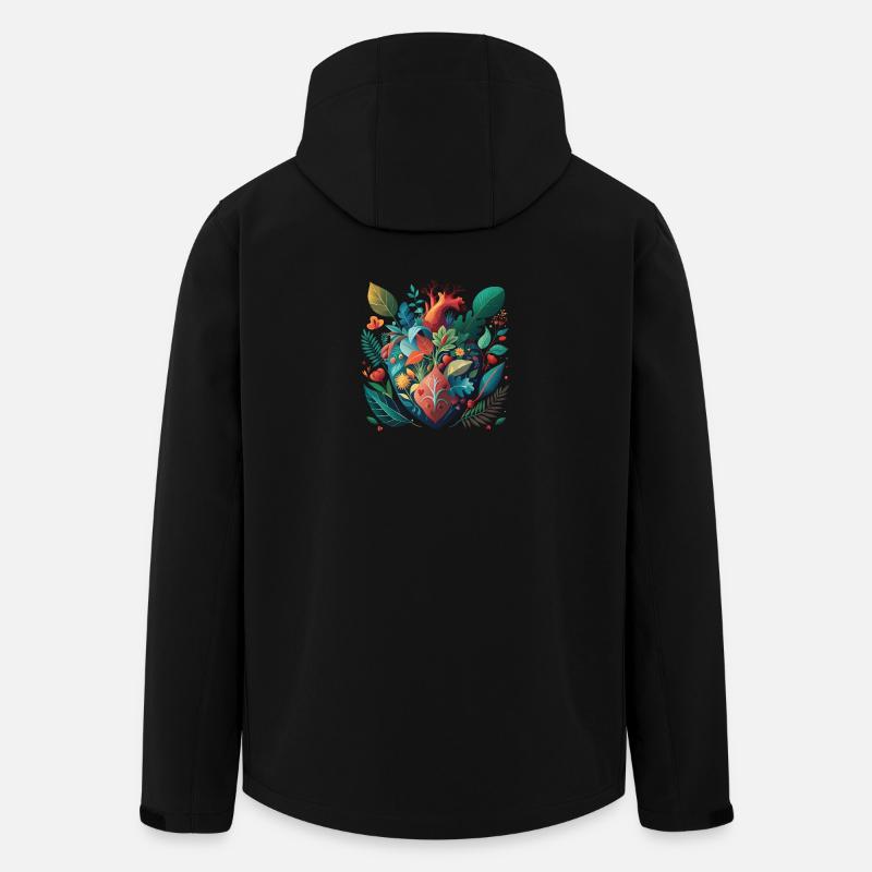 Rainbow Botanical Heart - Men’s Recycled Softshell Jacket by Stanley/Stella - black