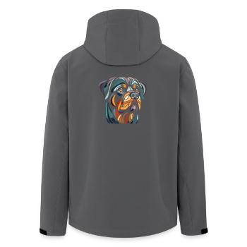 Rottweiler Hundekopf Geometrie Polygon Kunst - Recycelte Männer Softshell-Jacke von Stanley/Stella - Anthrazit - Hinten - AI Model Male 185 light (185cm)