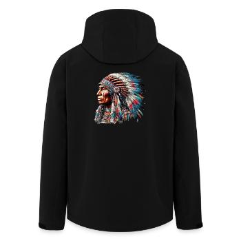 American Indian American Red Skin - Men’s Recycled Softshell Jacket by Stanley/Stella - black - Back - AI Model Male 185 light (185cm)