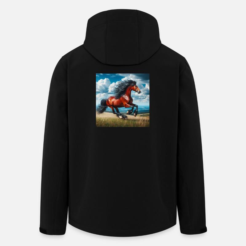 Cheval au galop - Veste softshell homme en polyester recyclé Stanley/Stella - noir