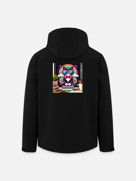 Studious cat with glasses - Men’s Recycled Softshell Jacket by Stanley/Stella - black